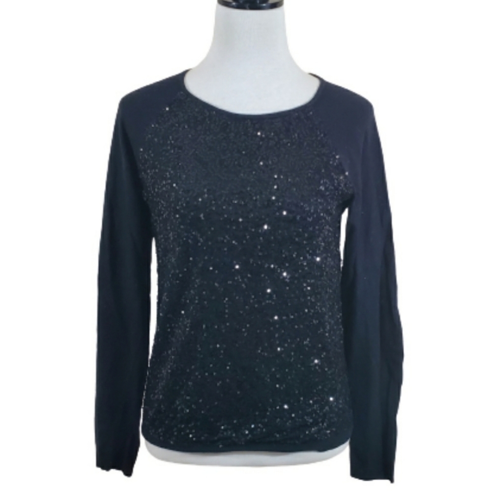 Elle black sequin covered sweater Women's size medium